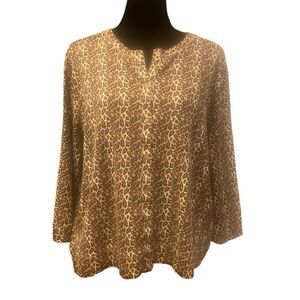 Rafaella Y2K Vintage Leopard Print‎ Lightweight Cardigan Size 3X